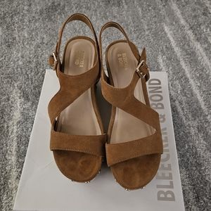 Bleecker & Bond Rosa Platform Wedge Sandal Open Toe Buckle Strap Women's